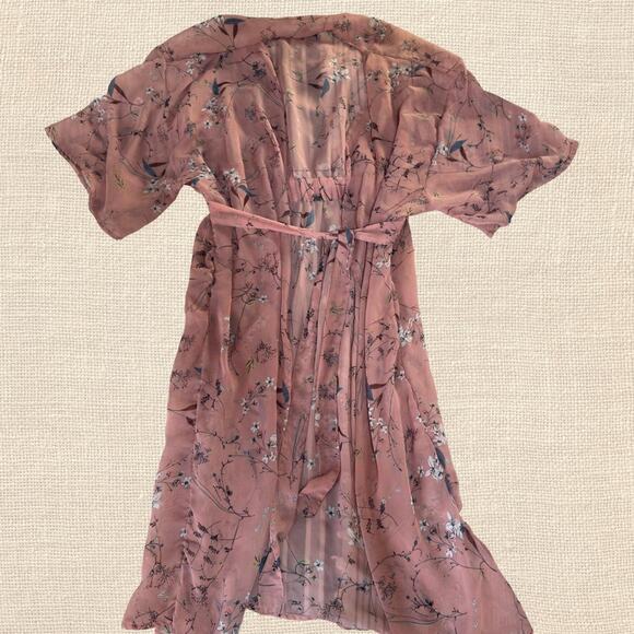 Sheer Pink Floral Slip/Cover Up - Picture 3 of 5